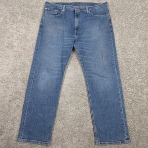 Levis Jeans Mens 38x30 Blue 505 Regular Straight Faded Whisker Work Denim Pants